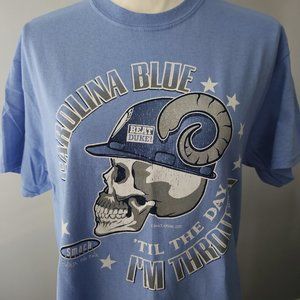 men SMACK APPAREL nc tarheel CAROLINA BLUE til the DAY I'M THROUGH college SKULL